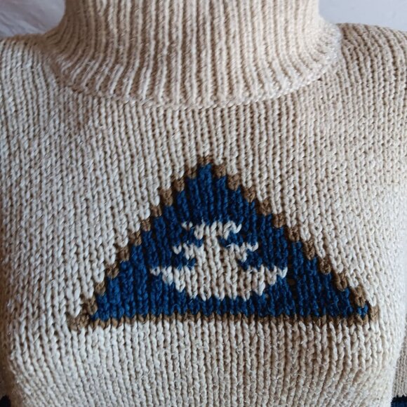 Women's PS Petite Small Sweater Vintage Lizwear Turtle Neck Geometric Pattern - Picture 6 of 9